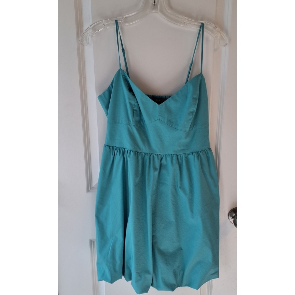 Express Women's Medium Teal Babydoll Mini Dress Smocked Back Y2K